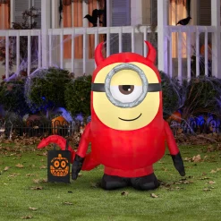 Halloween Inflatable Decoration-National Tree Company Halloween Inflatable Decoration, Red, Minion Dave, Self Inflating, Plug In, 42 Inches