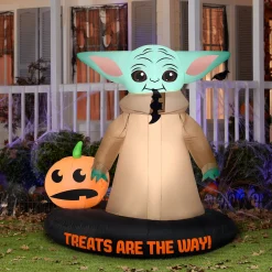 Halloween Inflatable Decoration-National Tree Company Halloween Inflatable Decoration, Green, Mandalorian, Self Inflating, Plug In, 78 Inches