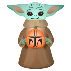 Halloween Inflatable Decoration-National Tree Company Halloween Inflatable Decoration, Green, Baby Yoda, Self Inflating, Plug In, 42 Inches