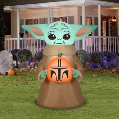 Halloween Inflatable Decoration-National Tree Company Halloween Inflatable Decoration, Green, Baby Yoda, Self Inflating, Plug In, 42 Inches