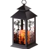Halloween Table Decoration-National Tree Company Halloween Lantern With Led Lights, Carved Images Of Witches, Haunted House, 12 Inches