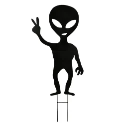 Halloween Outdoor Decoration-National Tree Company Halloween Lawn Decoration, Black, Alien, Includes Garden Stakes, 38 Inches