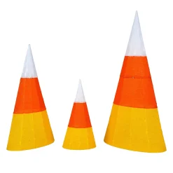 Halloween Outdoor Decoration-National Tree Company Halloween Lawn Decoration, Orange, Candy Corn Cones, Led Lights, Plug In, 3 Inches