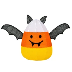 Halloween Outdoor Decoration-National Tree Company Halloween Lawn Decoration, Orange, Candy Corn Bat, Led Lights, Plug In, 27 Inches