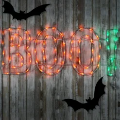 Halloween Signs Decoration-National Tree Company Halloween Lighted Sign Decoration, White, 'Boo!',Led Lights, Plug In, 3 Feet