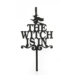 Halloween Wreath-National Tree Company Halloween Metal Wreath Hanger, Black, 'The Witch Is In', 18 Inches