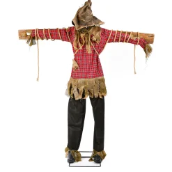 Halloween Animated Decoration-National Tree Company Halloween Pre Lit Animated Spooky Scarecrow, Brown, Sound Activated, Led Lights, Plug In, 76 Inches