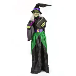 Halloween Animated Decoration-National Tree Company Halloween Pre Lit Animated Wicked Witch, Black, Sound Activated, Led Lights, Battery Operated, 6 Feet