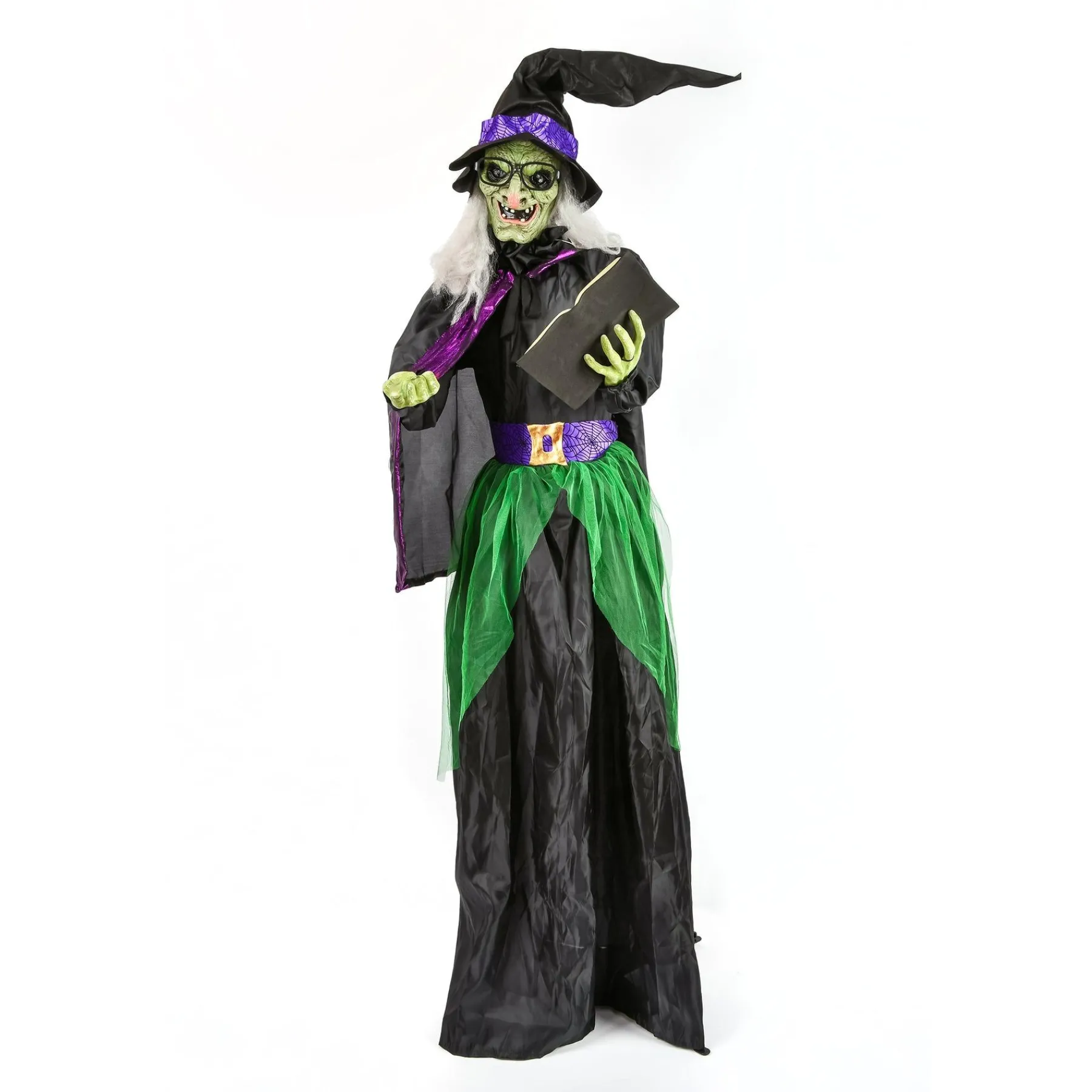 Halloween Animated Decoration-National Tree Company Halloween Pre Lit Animated Wicked Witch, Black, Sound Activated, Led Lights, Battery Operated, 6 Feet
