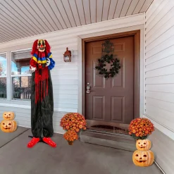 Halloween Animated Decoration-National Tree Company Halloween Pre Lit Animated Creepy Clown, Red, Sound Activated, Led Lights, Battery Operated, 63 Inches