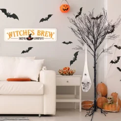 Halloween Animated Decoration-National Tree Company Halloween Pre Lit Animated Hanging Skull, White, Sound Activated, Led Lights, Battery Operated, 27 Inches