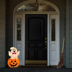 Halloween Outdoor Decoration-National Tree Company Halloween Pre Lit Lawn Decoration, White, Pumpkin And Ghost, Led Lights, Plug In, 2 Feet