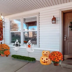 Halloween Outdoor Decoration-National Tree Company Halloween Pre Lit Lawn Decoration, White, Boo Ghost, Led Lights, Battery Operated, 31 Inches