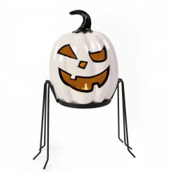 Halloween Table Decoration-National Tree Company Halloween Pre Lit Tabletop Decoration, White, Ghost Pumpkin, Includes Stand, 15 Inches