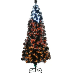 Halloween Christmas Tree-National Tree Company Halloween Pre-Lit Artificial Halloween Tree, Black, Fiber Optic, Candy Corn Led Lights, Includes Stand, 6 Feet