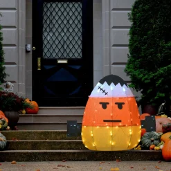 Halloween Outdoor Decoration-National Tree Company Halloween Pre-Lit Candy Corn Frankenstein Outdoor Decoration, Led Lights, 24 Inches