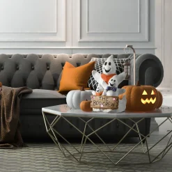 Halloween Table Decoration-National Tree Company Halloween Pre-Lit Happy Ghost Trio, Led Lights, 21 Inches