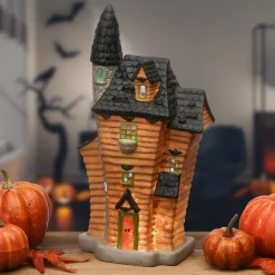 Halloween Table Decoration-National Tree Company Halloween Pre-Lit Haunted House Decoration, Led Lights, 12 Inches