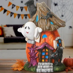 Halloween Table Decoration-National Tree Company Halloween Pre-Lit Haunted House Decoration, Led Lights, 18 Inches