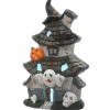 Halloween Table Decoration-National Tree Company Halloween Pre-Lit Multilevel Haunted House Decoration, Led Lights, 18 Inches