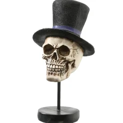 Halloween Table Decoration-National Tree Company Halloween Skull In Top Hat Table Decoration, 12 Inches