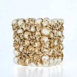 Halloween Table Decoration-National Tree Company Halloween Skulls Flower Pot, White, Hand Crafted, 4 Inches