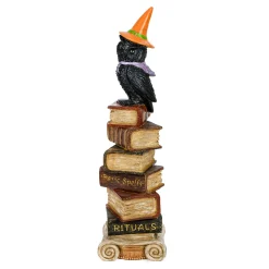 Halloween Table Decoration-National Tree Company Halloween Tabletop Decoration, Black, Owl On Stacked Books, 32 Inches