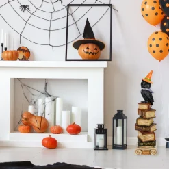 Halloween Table Decoration-National Tree Company Halloween Tabletop Decoration, Black, Owl On Stacked Books, 32 Inches