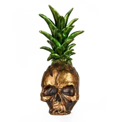 Halloween Table Decoration-National Tree Company Halloween Tabletop Decoration, Gold, Pineapple Skull, 14 Inches