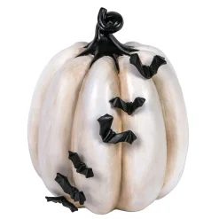Halloween Table Decoration-National Tree Company Halloween Tabletop Decoration, White, Crawling Bats Pumpkin, 9 Inches