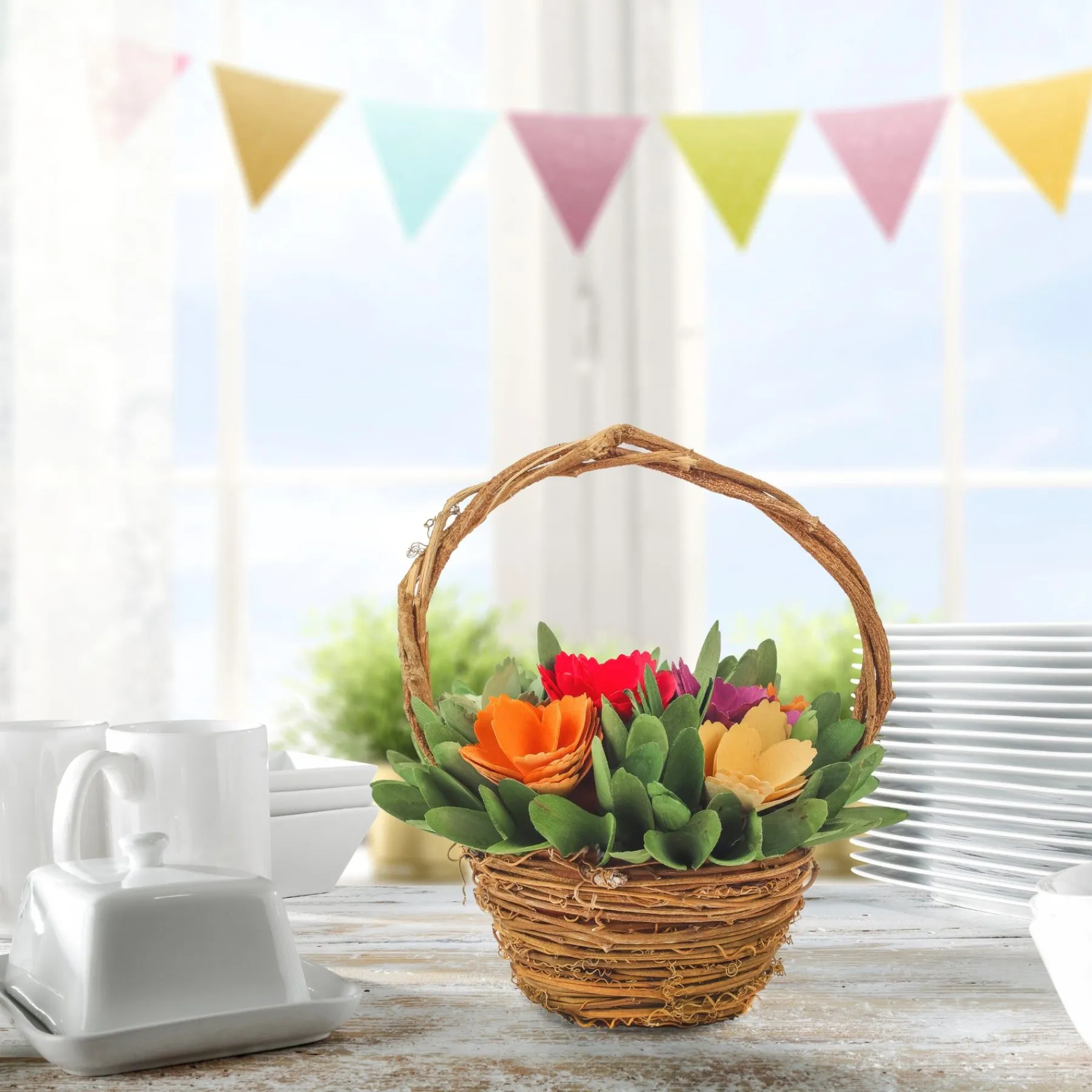 Potted Flower Plants-National Tree Company Handcrafted Multicolor 10" Floral Basket