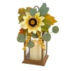 Harvest Accessories-National Tree Company 13"Harvest Harvest Lantern With Sunflower, Maple Leaves, Eucalyptus, Berry