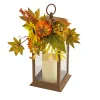 Harvest Accessories-National Tree Company 14"Harvest Harvest Lantern With Sunflower, Mixed Leaves, Berry & Pumpkin