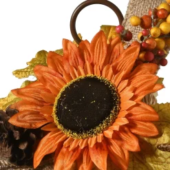 Harvest Accessories-National Tree Company Harvest Lantern With Led Lights, Filled With Sunflower Blooms, Leaves, Pinecones, Berry Clusters, 12 Inches