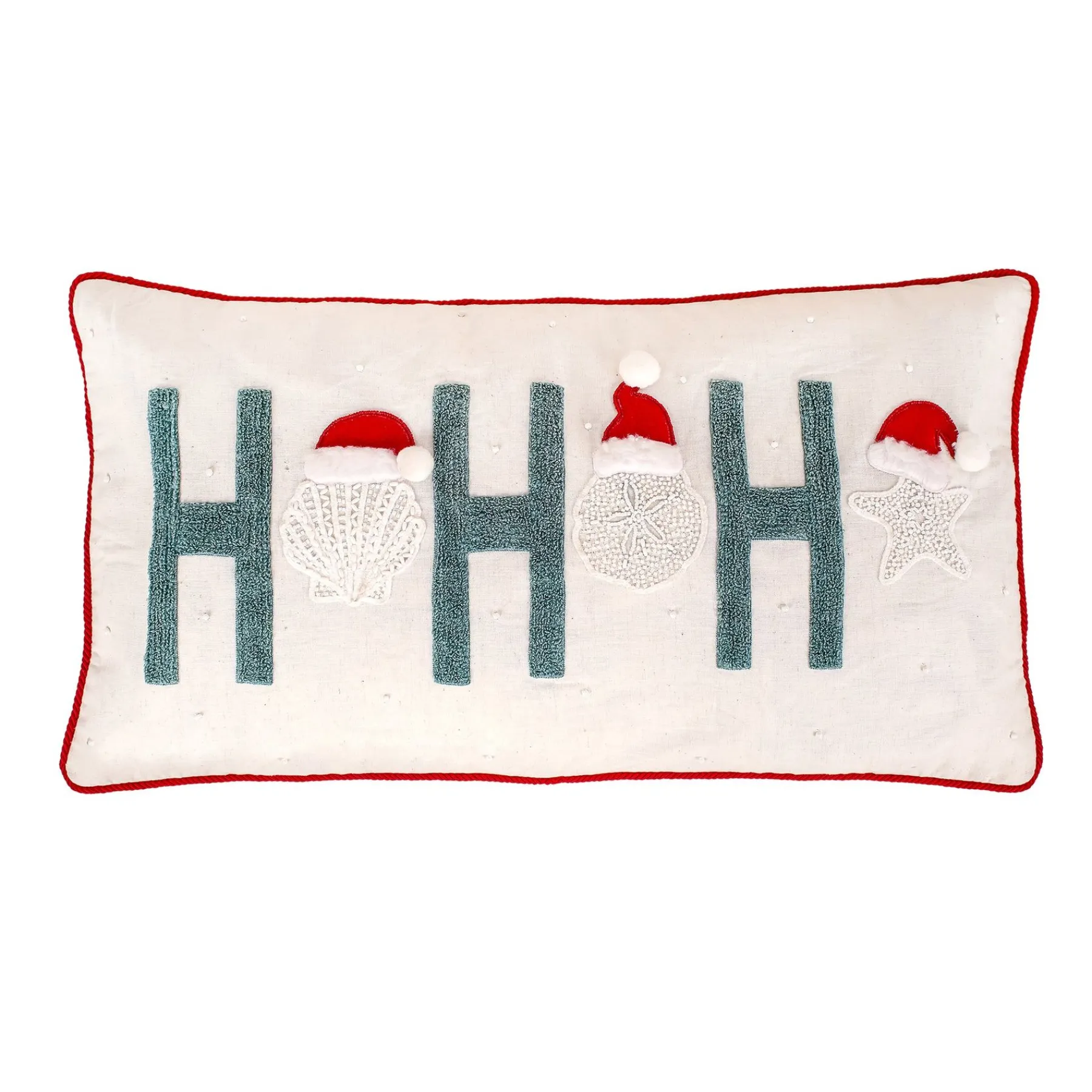 Christmas Textile-National Tree Company Hgtv Ho Ho Ho Pillow With Embroidery