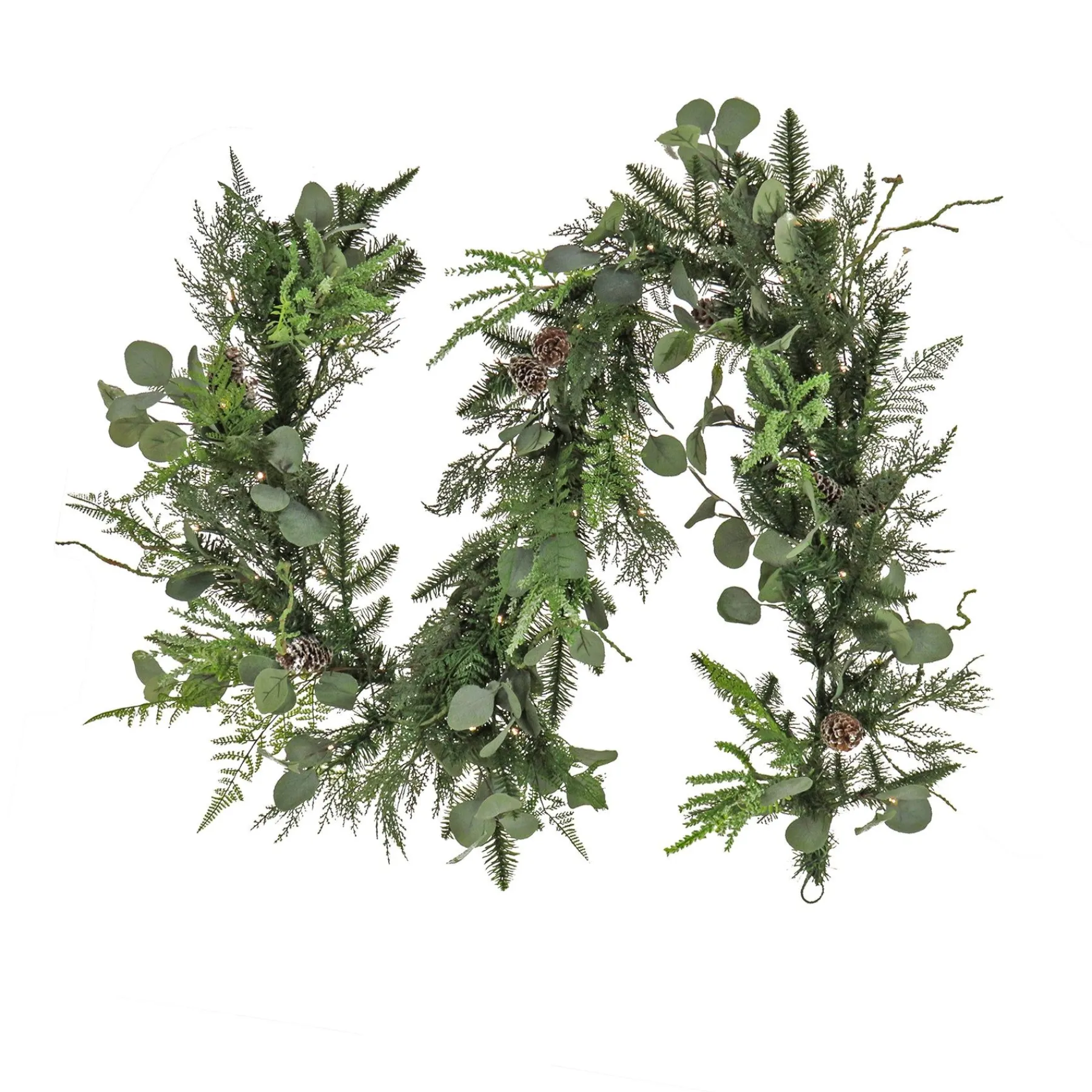 3' To 6' Garland-National Tree Company Hgtv Home Collection, 6Ft Winter Garden Eucalyptus Mixed Tip Garland, 50 Led Lights- Battery Operated With Timer