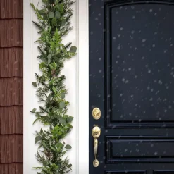 3' To 6' Garland-National Tree Company Hgtv Home Collection, 6Ft Winter Garden Eucalyptus Mixed Tip Garland, 50 Led Lights- Battery Operated With Timer