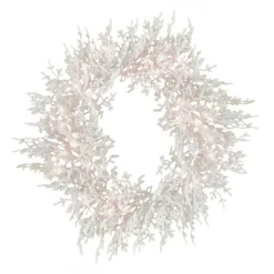25" To 36" Wreath-National Tree Company Hgtv Home Collection Pre-Lit Christmas By The Sea Coral Artificial Wreath Pre-Strung With Warm White Led Lights , Plug In With Timer, Hgtv Home Collection, Coral, 30In