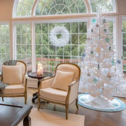 Full-National Tree Company Hgtv Home Collection Pre-Lit Christmas By The Sea Coral Artificial Tree Pre-Strung With Warm White Led Lights , Plug In, Hgtv Home Collection, Coral, 6.5Ft