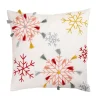 Christmas Textile-National Tree Company Hgtv Home Collection Velvet Snowflake Embroidery Pillow With Polyfill, White, 18 In