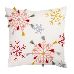 Christmas Textile-National Tree Company Hgtv Home Collection Velvet Snowflake Embroidery Pillow With Polyfill, White, 18 In
