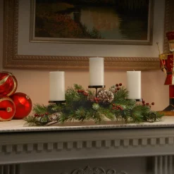 Christmas Greenery-National Tree Company 30In. Frosted Berry Centerpiece And Candle Holder
