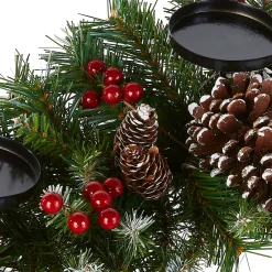 Christmas Greenery-National Tree Company 30In. Frosted Berry Centerpiece And Candle Holder