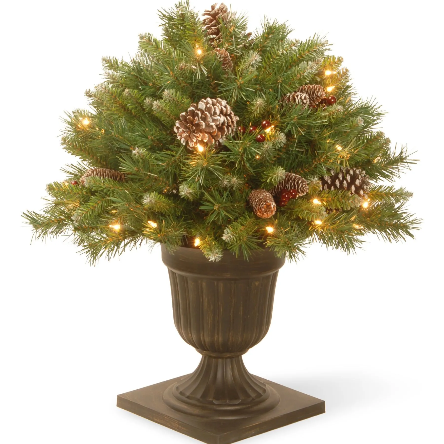 Christmas Greenery-National Tree Company 24In Frosted Berry Porch Bush With Clear Lights