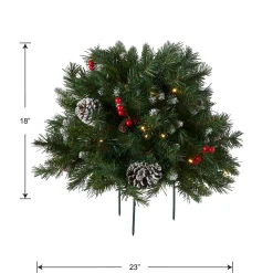 Christmas Greenery-National Tree Company 18In. Frosted Berry Urn Filler With Battery Operated Warm White Led Lights