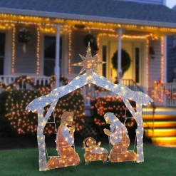 Christmas Outdoor Accessories-National Tree Company 72In. Nativity Scene With White Led Lights