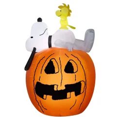 Halloween Inflatable Decoration-National Tree Company Inflatable Decoration, Orange, Snoopy And Woodstock, Self Inflating, Plug In, Halloween Collection, 54 Inches
