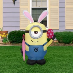 Easter Inflatables-National Tree Company Inflatable Easter Despicable Me Minion Decoration, Self Inflating, Plug In, Easter Collection, 48 Inches