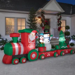 Christmas Inflatable-National Tree Company Inflatable Holiday Train, Led Lights, Plug In, Christmas Collection, 16 Feet