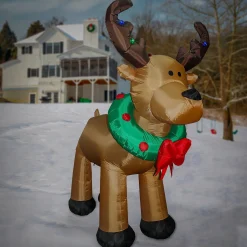 Christmas Inflatable-National Tree Company Inflatable Reindeer, Led Lights, Plug In, Christmas Collection, 8 Feet
